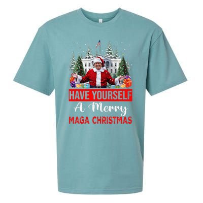 Funny Santa Trump Have Yourself A Merry Maga Christmas Xmas Sueded Cloud Jersey T-Shirt