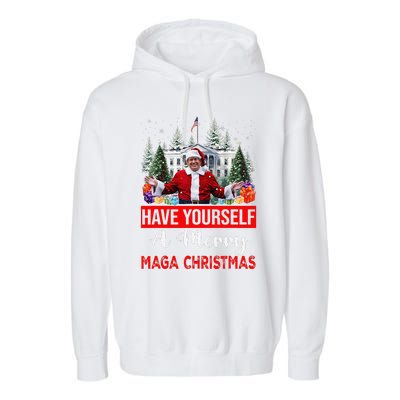 Funny Santa Trump Have Yourself A Merry Maga Christmas Xmas Garment-Dyed Fleece Hoodie