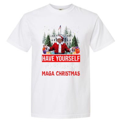 Funny Santa Trump Have Yourself A Merry Maga Christmas Xmas Garment-Dyed Heavyweight T-Shirt