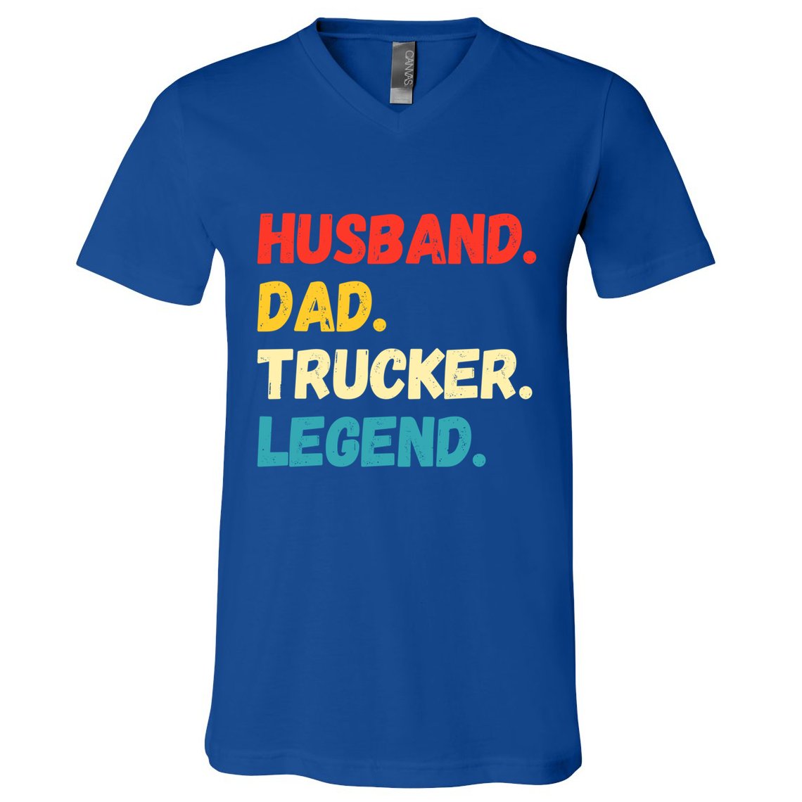 Funny Semi Truck Driver Dad Husband Legend Design Truckers Cool Gift V-Neck T-Shirt