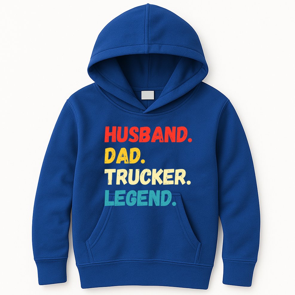 Funny Semi Truck Driver Dad Husband Legend Design Truckers Cool Gift Kids Hoodie