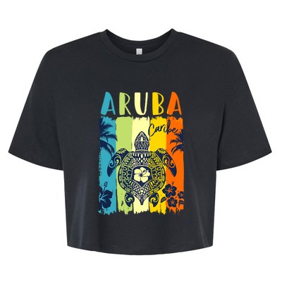 Family Sea Turtle Retro Aruba Caribe Vacation Bella+Canvas Jersey Crop Tee