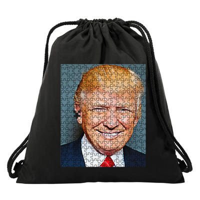 Funny Shooting Trump Jigsaw Puzzle Pieces Drawstring Bag