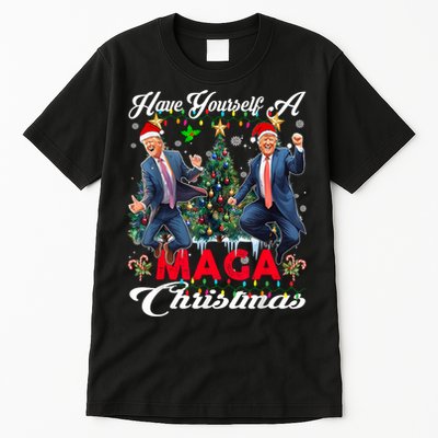 Funny Santa Trump Have Yourself A Merry Maga Christmas Xmas Tall T-Shirt