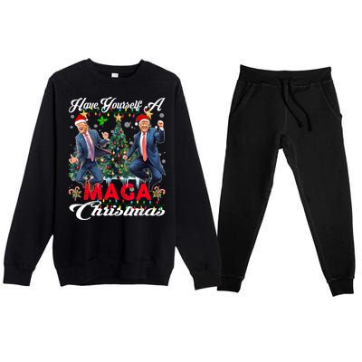 Funny Santa Trump Have Yourself A Merry Maga Christmas Xmas Premium Crewneck Sweatsuit Set