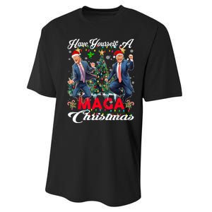 Funny Santa Trump Have Yourself A Merry Maga Christmas Xmas Performance Sprint T-Shirt