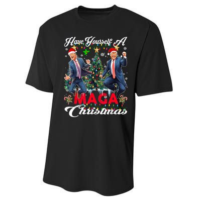 Funny Santa Trump Have Yourself A Merry Maga Christmas Xmas Performance Sprint T-Shirt