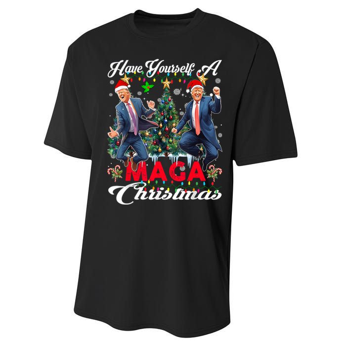 Funny Santa Trump Have Yourself A Merry Maga Christmas Xmas Performance Sprint T-Shirt