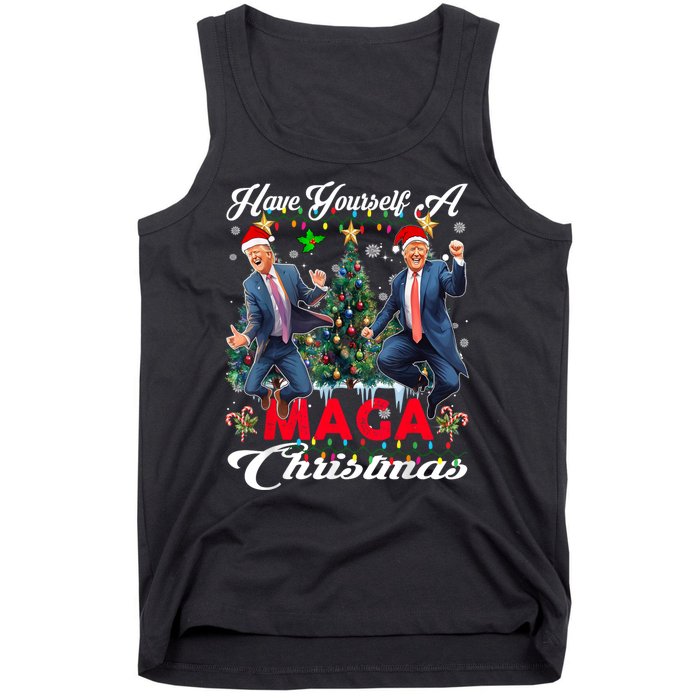 Funny Santa Trump Have Yourself A Merry Maga Christmas Xmas Tank Top