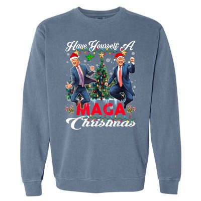 Funny Santa Trump Have Yourself A Merry Maga Christmas Xmas Garment-Dyed Sweatshirt