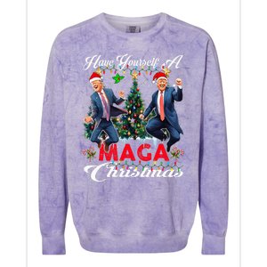 Funny Santa Trump Have Yourself A Merry Maga Christmas Xmas Colorblast Crewneck Sweatshirt