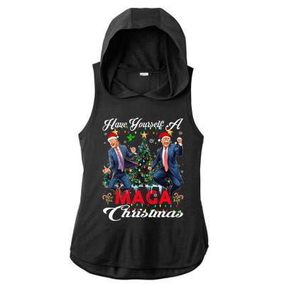 Funny Santa Trump Have Yourself A Merry Maga Christmas Xmas Ladies PosiCharge Tri-Blend Wicking Draft Hoodie Tank