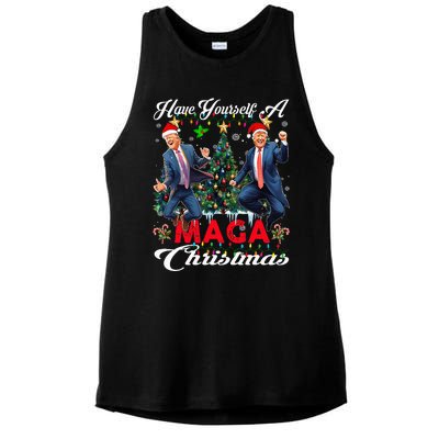 Funny Santa Trump Have Yourself A Merry Maga Christmas Xmas Ladies PosiCharge Tri-Blend Wicking Tank