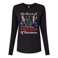 Funny Santa Trump Have Yourself A Merry Maga Christmas Xmas Womens Cotton Relaxed Long Sleeve T-Shirt