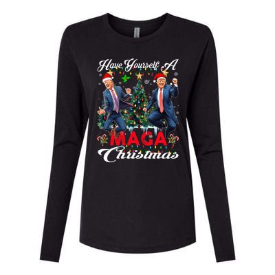 Funny Santa Trump Have Yourself A Merry Maga Christmas Xmas Womens Cotton Relaxed Long Sleeve T-Shirt