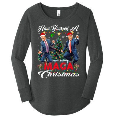 Funny Santa Trump Have Yourself A Merry Maga Christmas Xmas Women's Perfect Tri Tunic Long Sleeve Shirt