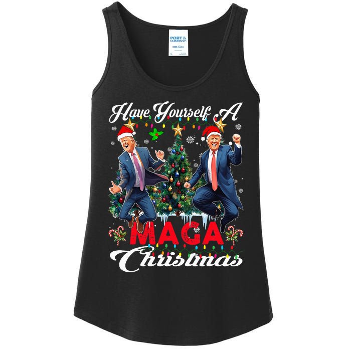 Funny Santa Trump Have Yourself A Merry Maga Christmas Xmas Ladies Essential Tank