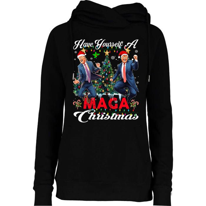 Funny Santa Trump Have Yourself A Merry Maga Christmas Xmas Womens Funnel Neck Pullover Hood