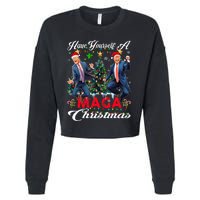 Funny Santa Trump Have Yourself A Merry Maga Christmas Xmas Cropped Pullover Crew