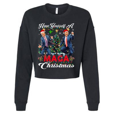 Funny Santa Trump Have Yourself A Merry Maga Christmas Xmas Cropped Pullover Crew