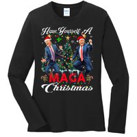 Funny Santa Trump Have Yourself A Merry Maga Christmas Xmas Ladies Long Sleeve Shirt