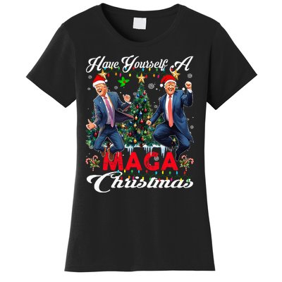 Funny Santa Trump Have Yourself A Merry Maga Christmas Xmas Women's T-Shirt