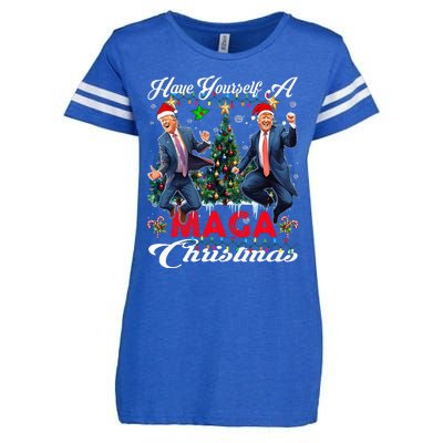 Funny Santa Trump Have Yourself A Merry Maga Christmas Xmas Enza Ladies Jersey Football T-Shirt