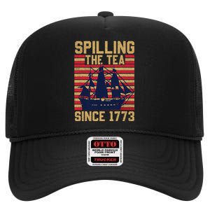 Fun Spilling The Tea Since 1773 Teaching History Patriotic High Crown Mesh Back Trucker Hat