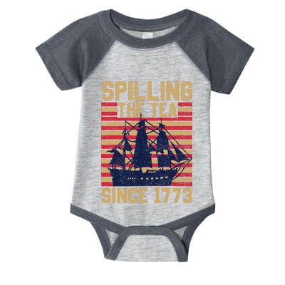 Fun Spilling The Tea Since 1773 Teaching History Patriotic Infant Baby Jersey Bodysuit