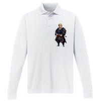 Funny Samurai Trump Warrior Performance Long Sleeve Polo