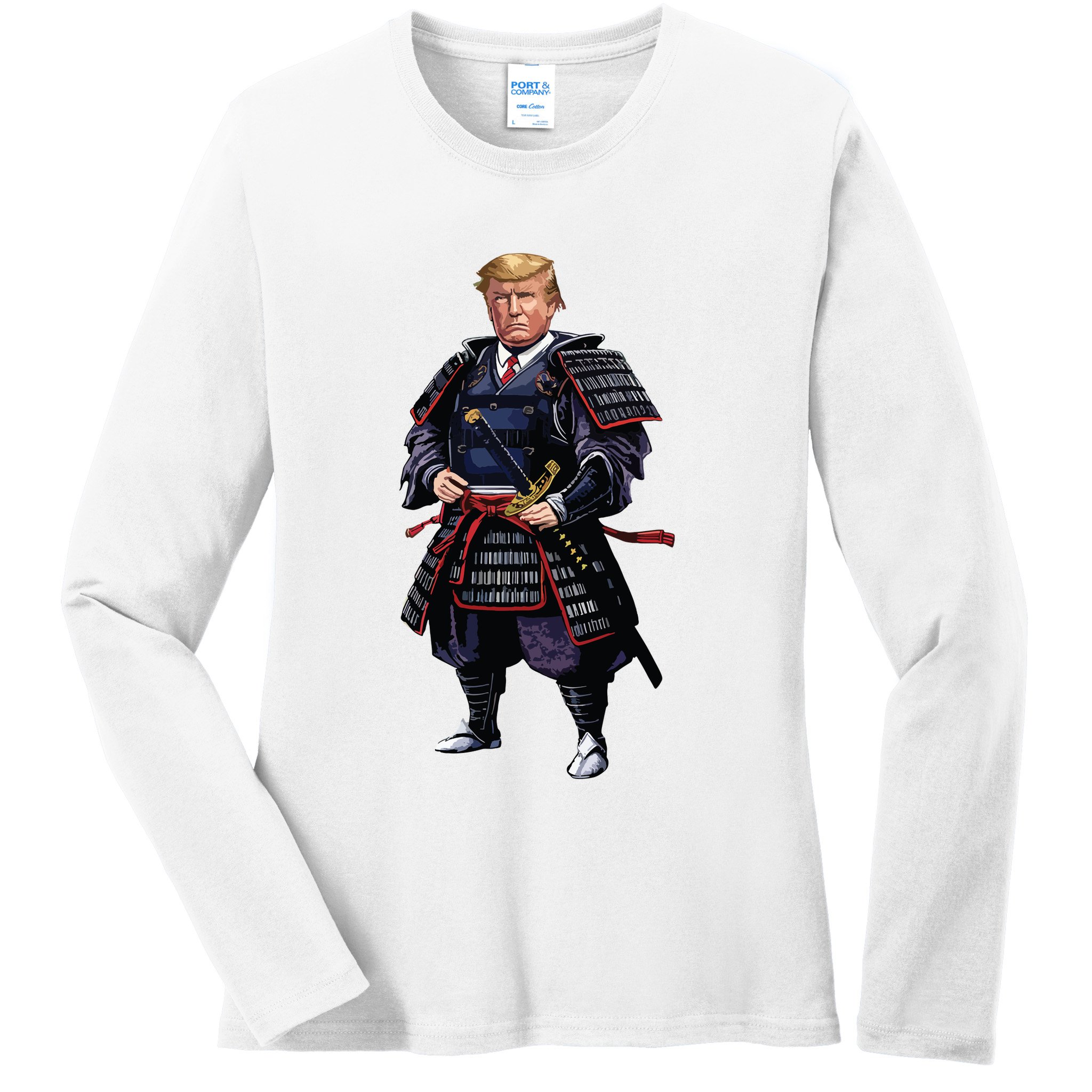 Funny Samurai Trump Warrior Ladies Long Sleeve Shirt