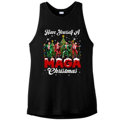 Funny Santa Trump Have Yourself A Merry M.A.G.A Christmas Long Sleeve Ladies PosiCharge Tri-Blend Wicking Tank