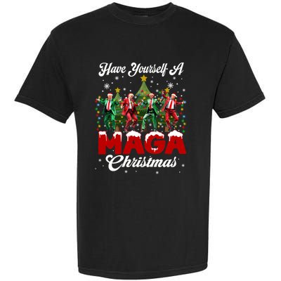 Funny Santa Trump Have Yourself A Merry M.A.G.A Christmas Long Sleeve Garment-Dyed Heavyweight T-Shirt