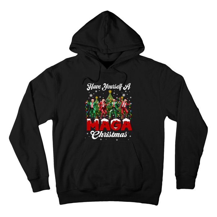 Funny Santa Trump Have Yourself A Merry M.A.G.A Christmas Long Sleeve Hoodie