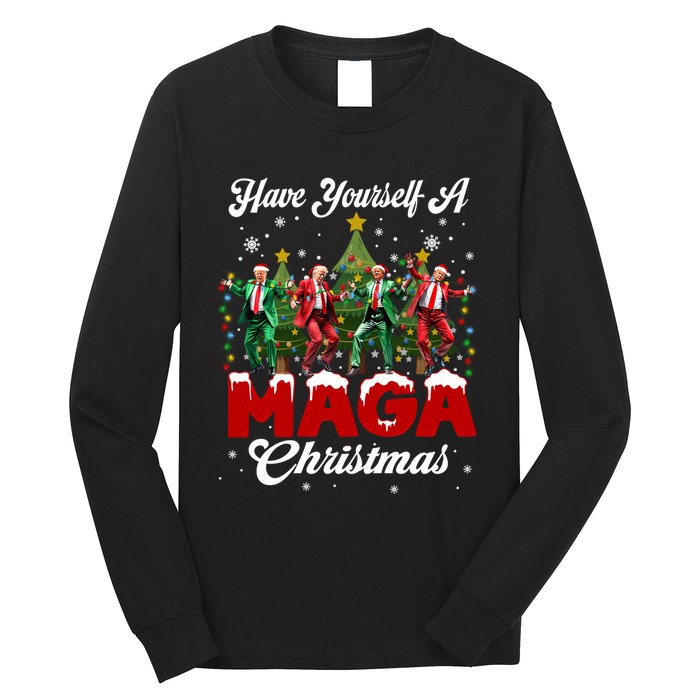 Funny Santa Trump Have Yourself A Merry M.A.G.A Christmas Long Sleeve Long Sleeve Shirt