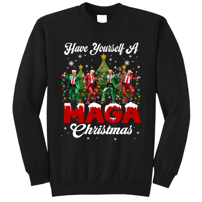 Funny Santa Trump Have Yourself A Merry M.A.G.A Christmas Long Sleeve Sweatshirt