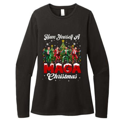 Funny Santa Trump Have Yourself A Merry M.A.G.A Christmas Long Sleeve Womens CVC Long Sleeve Shirt