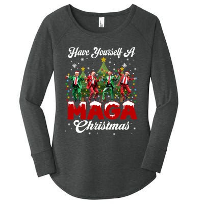 Funny Santa Trump Have Yourself A Merry M.A.G.A Christmas Long Sleeve Women's Perfect Tri Tunic Long Sleeve Shirt