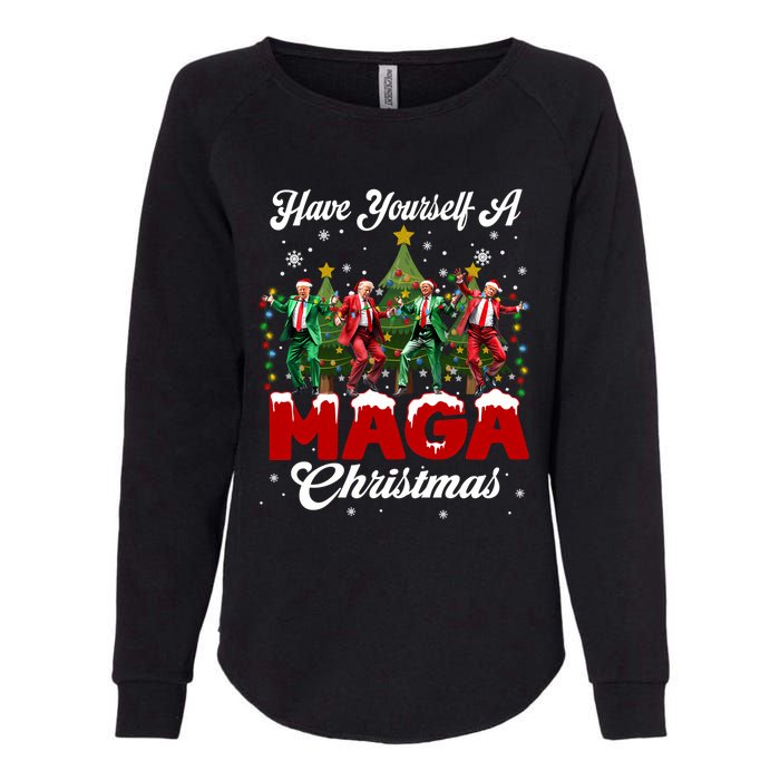 Funny Santa Trump Have Yourself A Merry M.A.G.A Christmas Long Sleeve Womens California Wash Sweatshirt