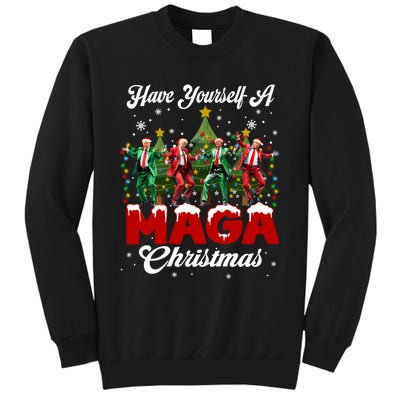 Funny Santa Trump Have Yourself A Merry M.A.G.A Christmas Long Sleeve Tall Sweatshirt