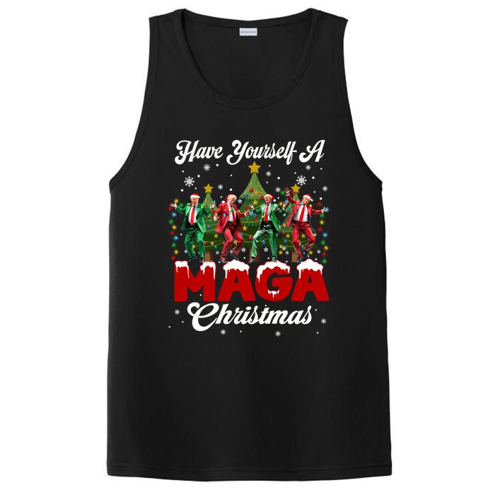 Funny Santa Trump Have Yourself A Merry M.A.G.A Christmas Long Sleeve PosiCharge Competitor Tank