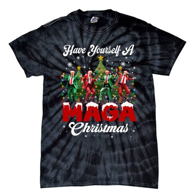 Funny Santa Trump Have Yourself A Merry M.A.G.A Christmas Long Sleeve Tie-Dye T-Shirt