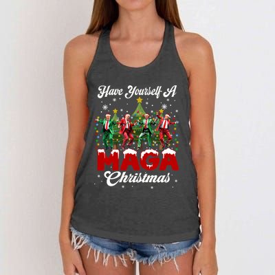 Funny Santa Trump Have Yourself A Merry M.A.G.A Christmas Long Sleeve Women's Knotted Racerback Tank