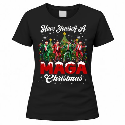 Funny Santa Trump Have Yourself A Merry M.A.G.A Christmas Long Sleeve Women's T-Shirt