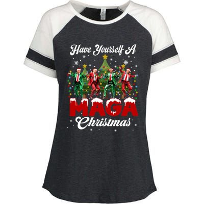 Funny Santa Trump Have Yourself A Merry M.A.G.A Christmas Long Sleeve Enza Ladies Jersey Colorblock Tee