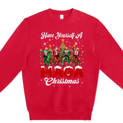 Funny Santa Trump Have Yourself A Merry M.A.G.A Christmas Long Sleeve Premium Crewneck Sweatshirt