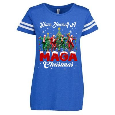 Funny Santa Trump Have Yourself A Merry M.A.G.A Christmas Long Sleeve Enza Ladies Jersey Football T-Shirt