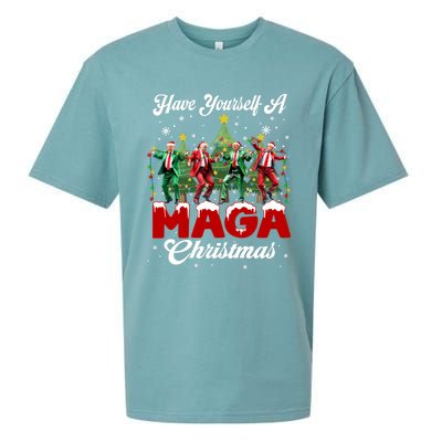 Funny Santa Trump Have Yourself A Merry M.A.G.A Christmas Long Sleeve Sueded Cloud Jersey T-Shirt