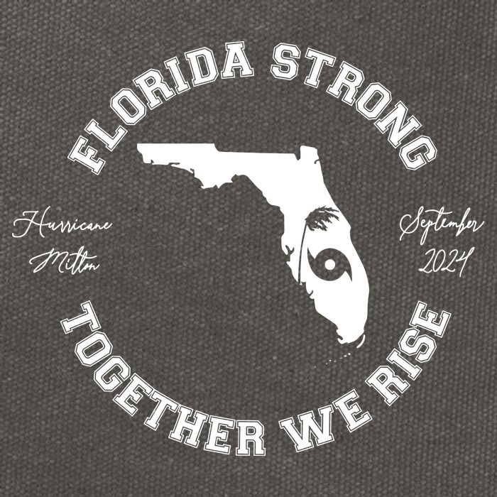 Florida Strong Together We Rise Hurricane Milton September 2024 Cotton Canvas Backpack
