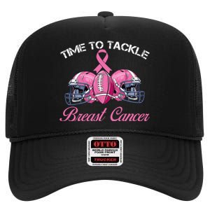 Football Survivor Time To Tackle Breast Cancer Awareness High Crown Mesh Back Trucker Hat